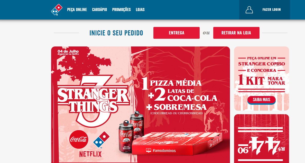 campanha de marketing direto da empresa domino's com ofertas e novidades de series