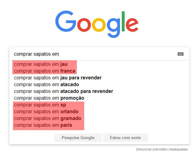 exemplo de pesquisa no google e otimização de SEO